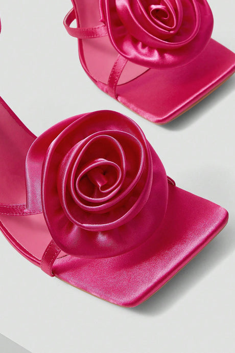 Arolora Satin Corsage Flower High Heels