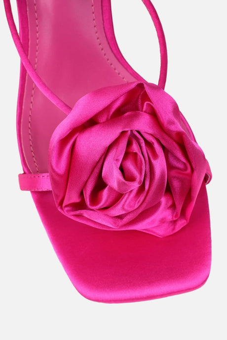 Arolora Satin Corsage Flower High Heels