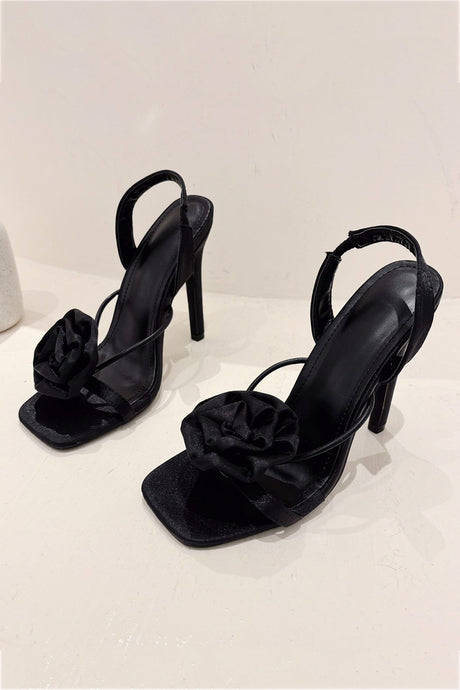 Arolora Satin Corsage Flower High Heels