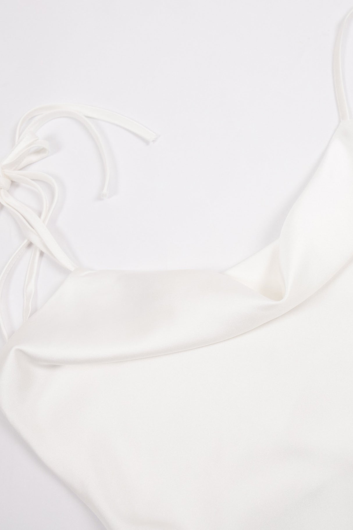 Satin Cowl Neck Tie-straps Slit Dress