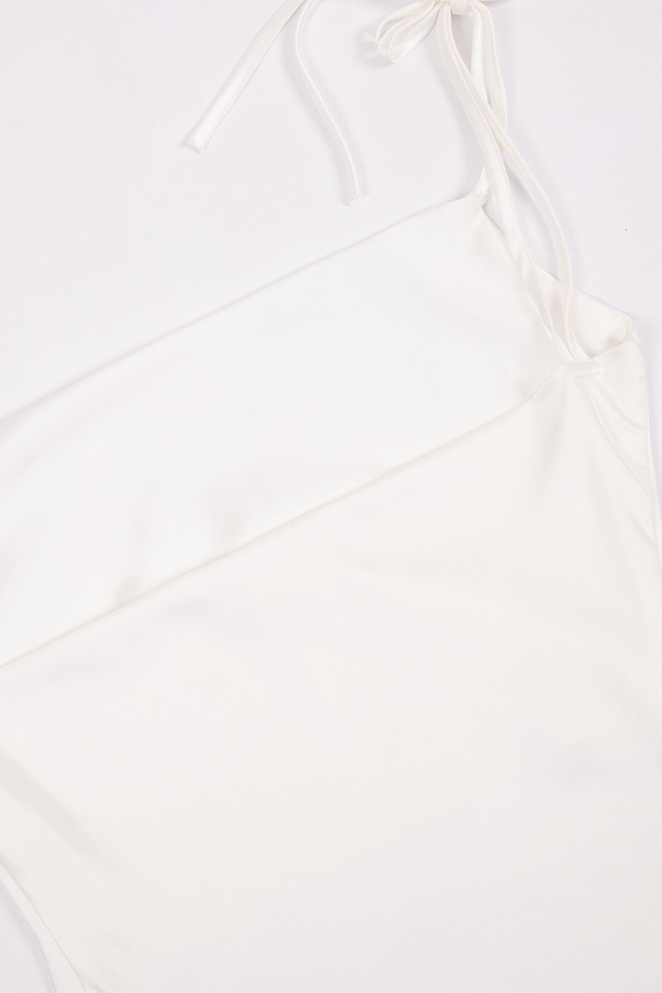 Satin Cowl Neck Tie-straps Slit Dress