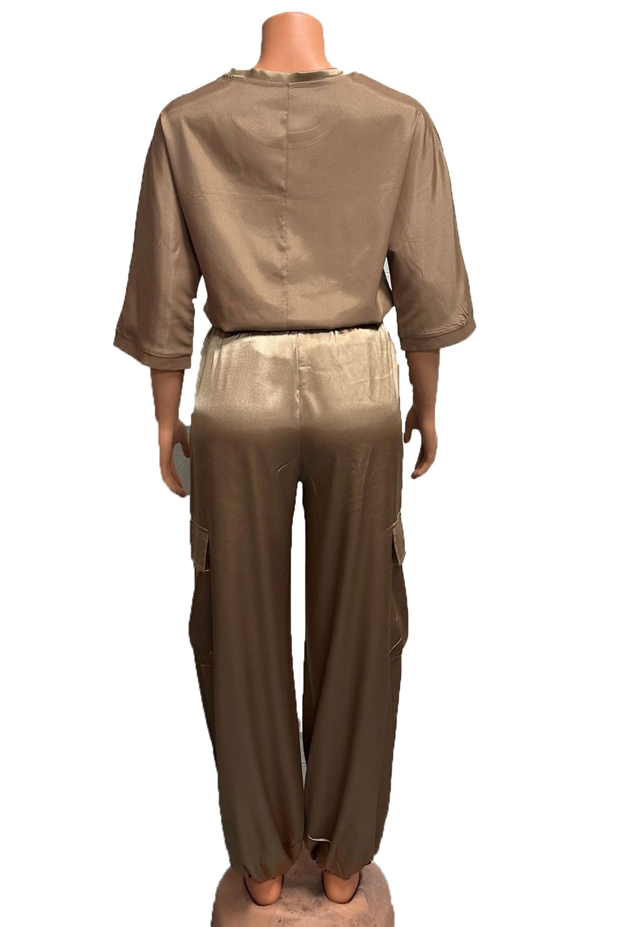 Satin Half Sleeve Shirt Two-piece Pants Set