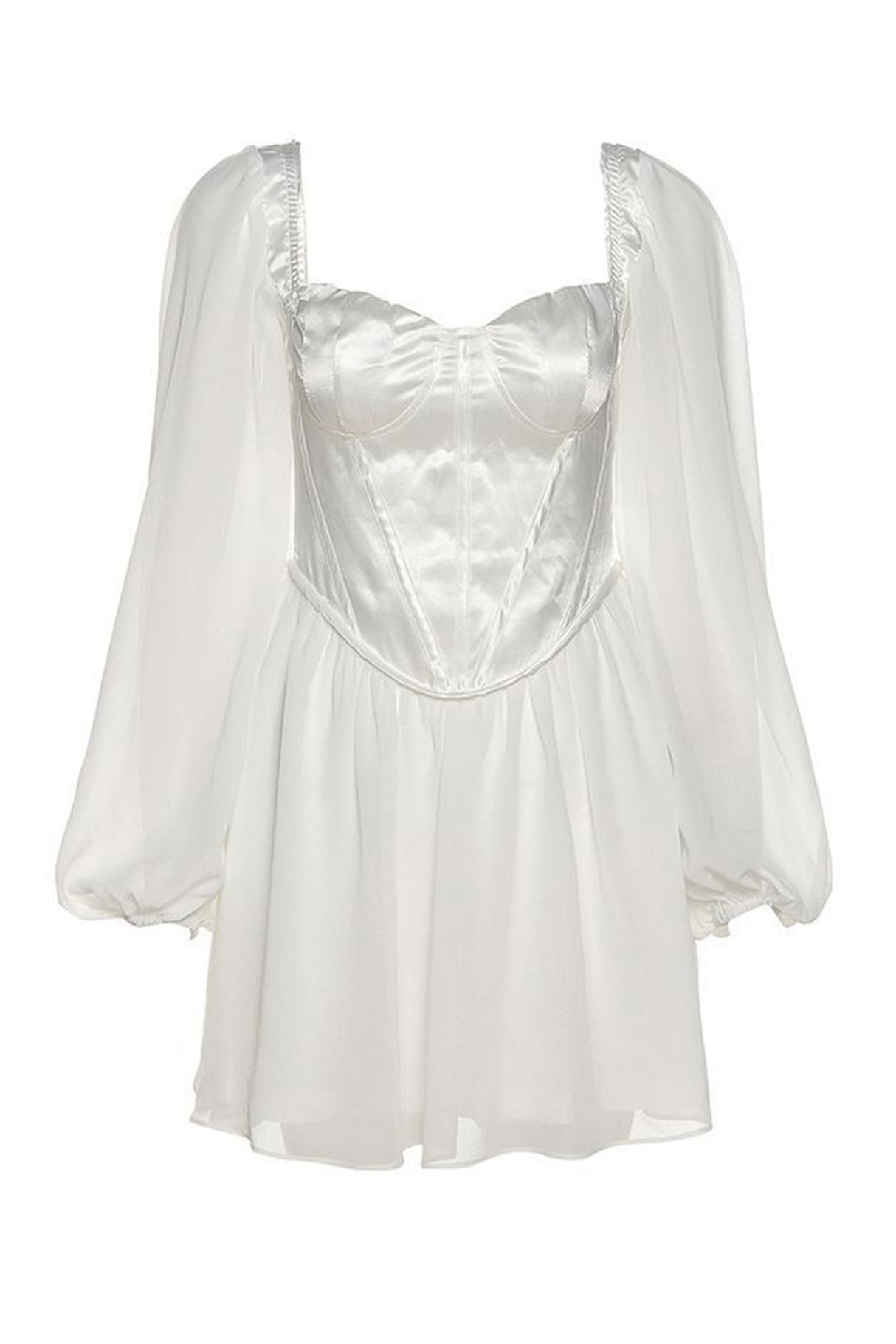 Satin Patchwork Corset Chiffon Mini Dress