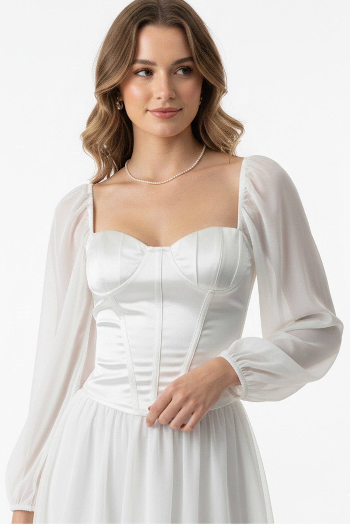 Satin Patchwork Corset Chiffon Mini Dress