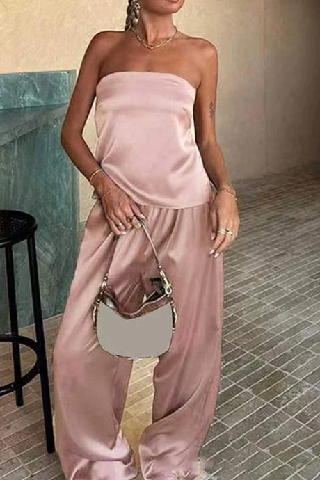 Arolora satin-solid-tube-top-long-pants-suits