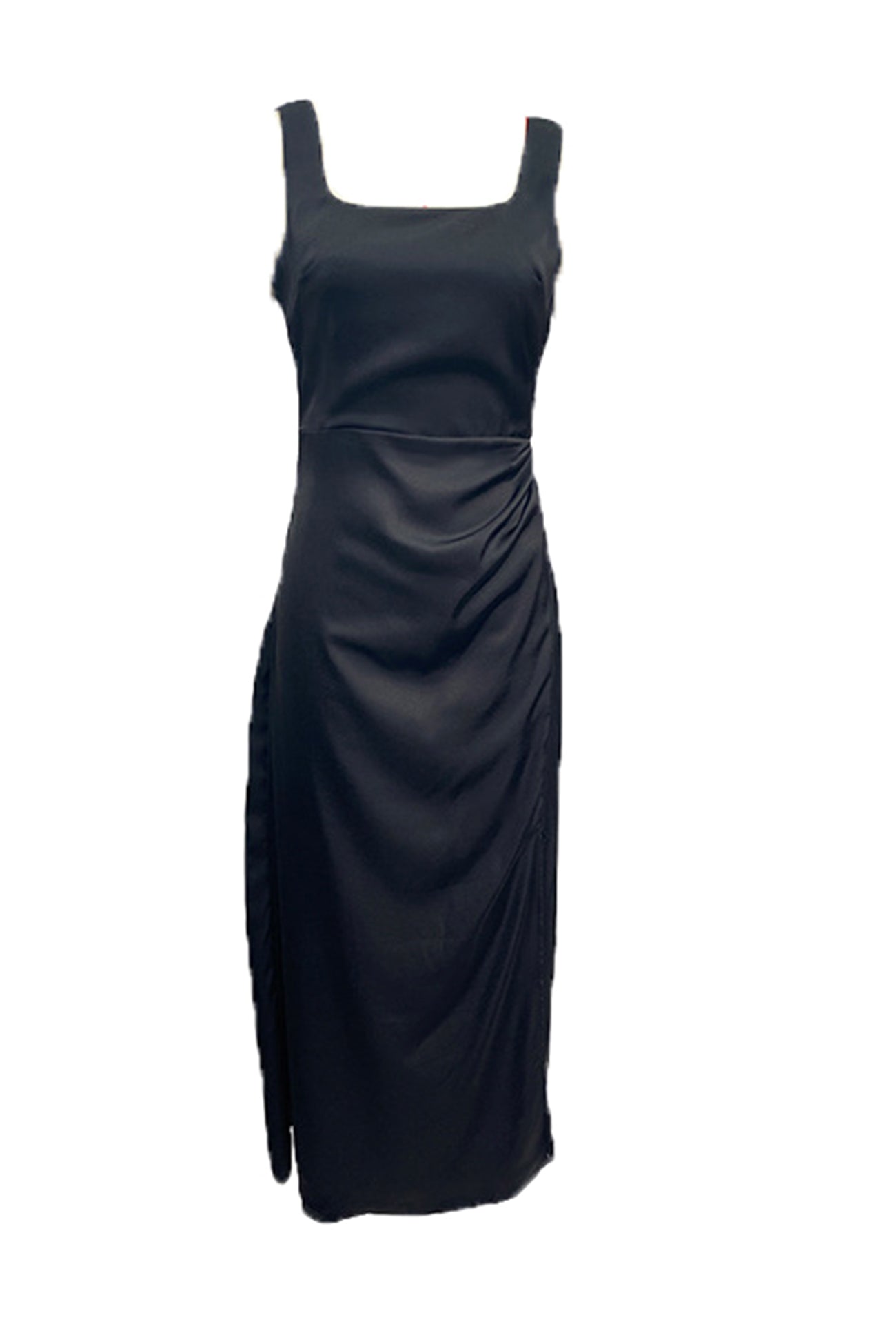 Arolora Satin Square Neck Slit Maxi Dress