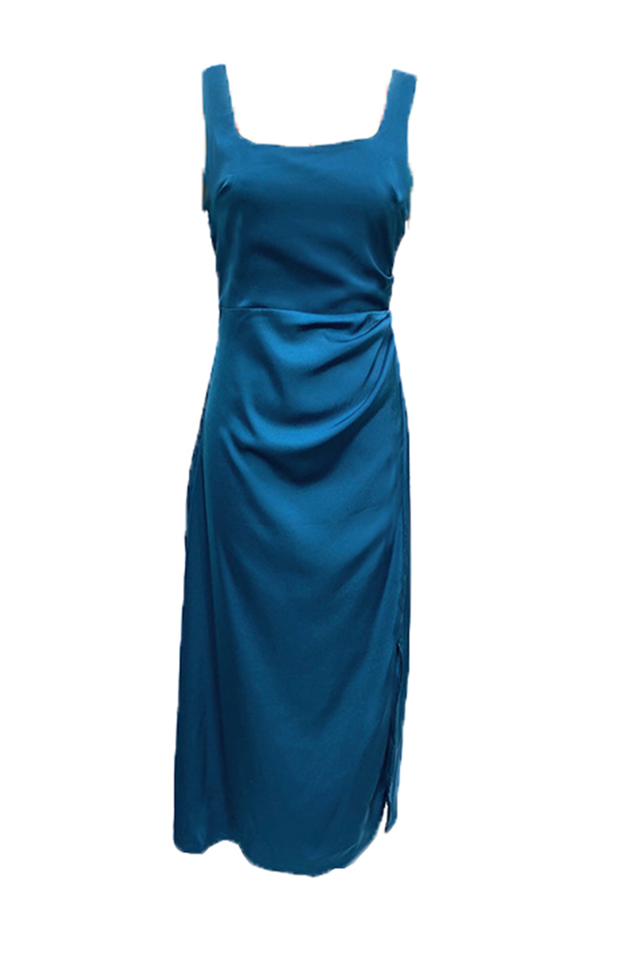 Arolora Satin Square Neck Slit Maxi Dress