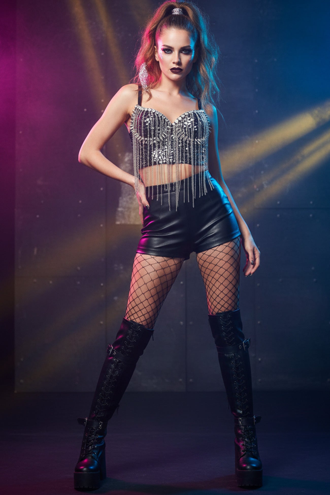 Sequins Chain Tassel Cami Top