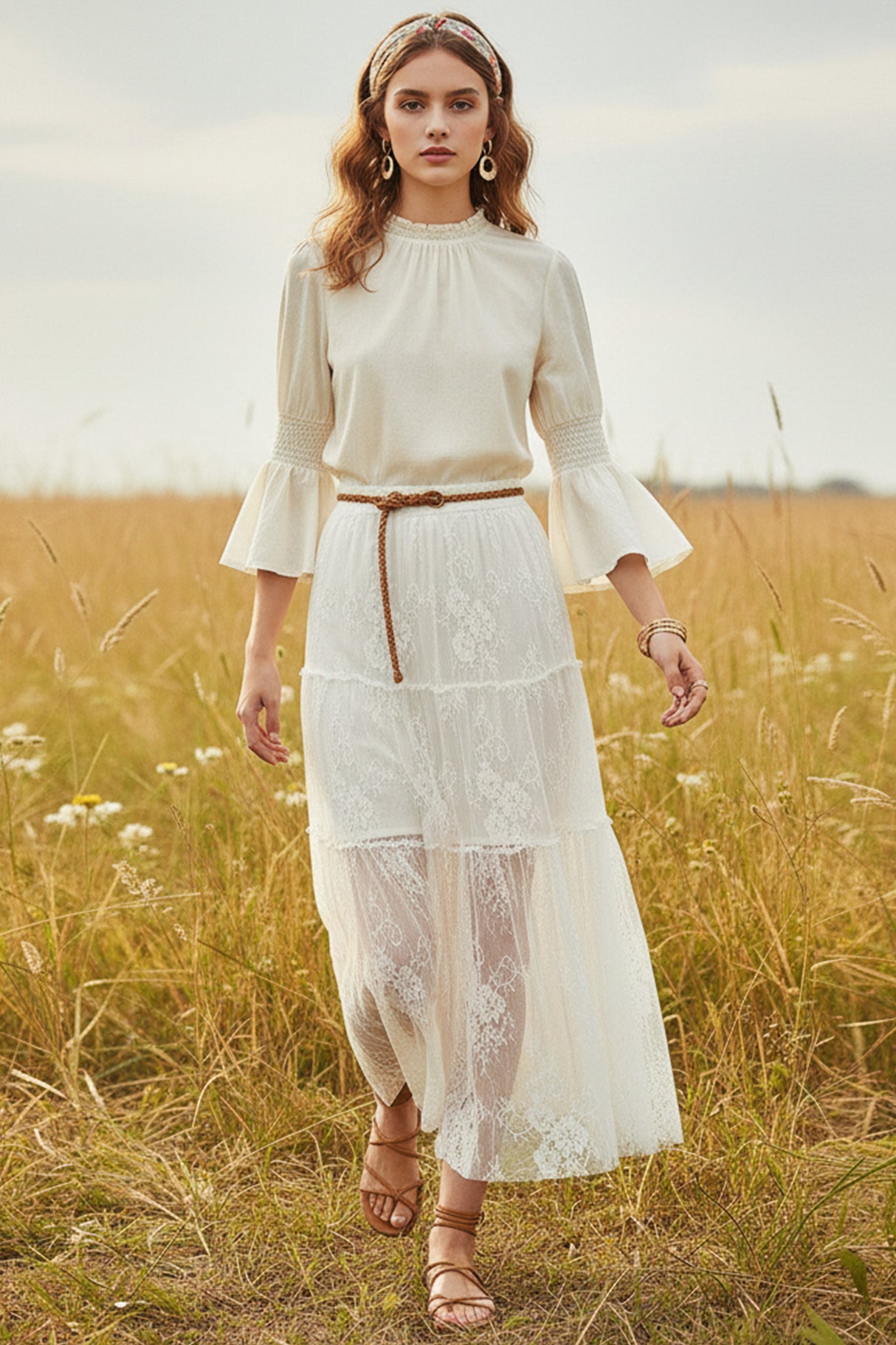 Sheer Lace High-Waisted Skirt