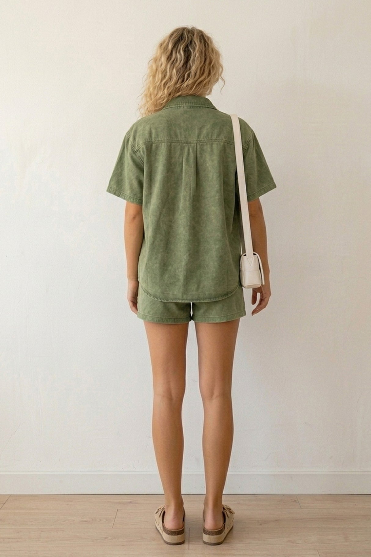 Short Sleeve Denim Shirt Shorts Set