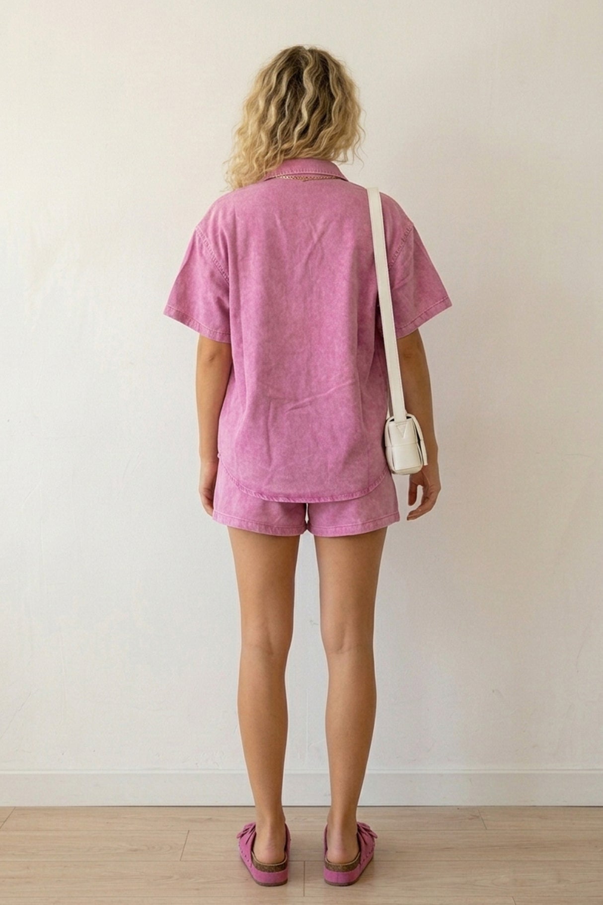 Short Sleeve Denim Shirt Shorts Set