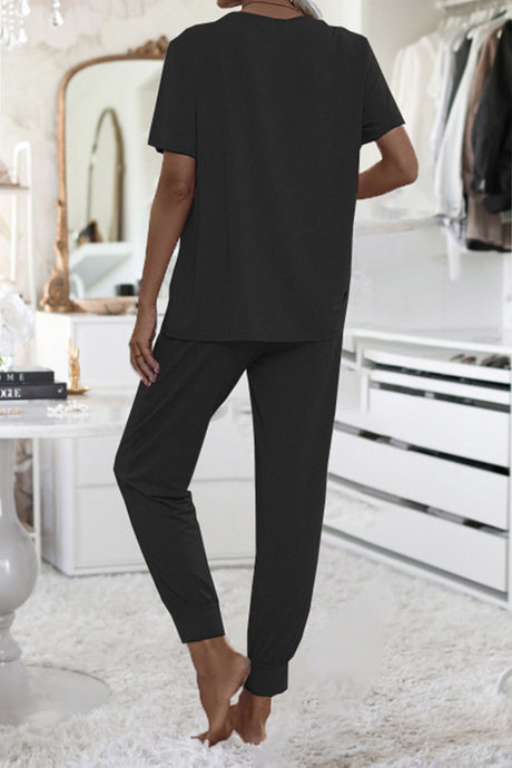 Arolora Short Sleeve T-shirt Sweatpants Set
