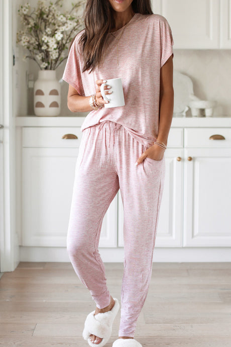 Arolora Short Sleeve T-shirt Sweatpants Set