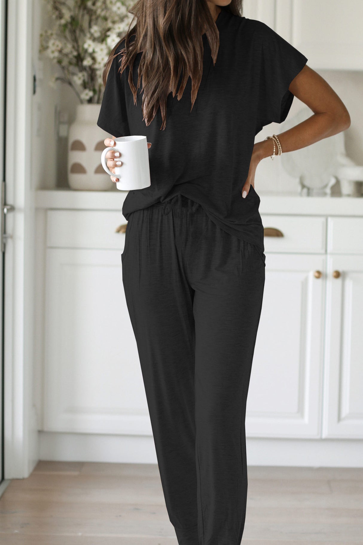 Arolora Short Sleeve T-shirt Sweatpants Set