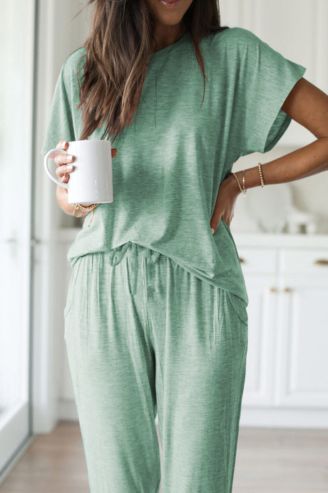 Arolora Short Sleeve T-shirt Sweatpants Set