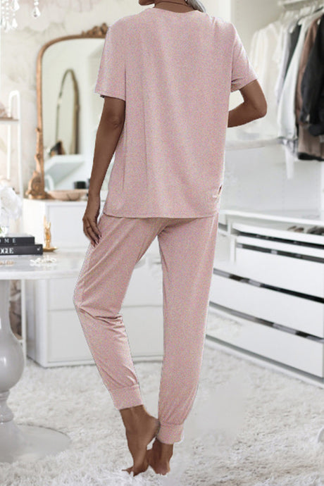 Arolora Short Sleeve T-shirt Sweatpants Set
