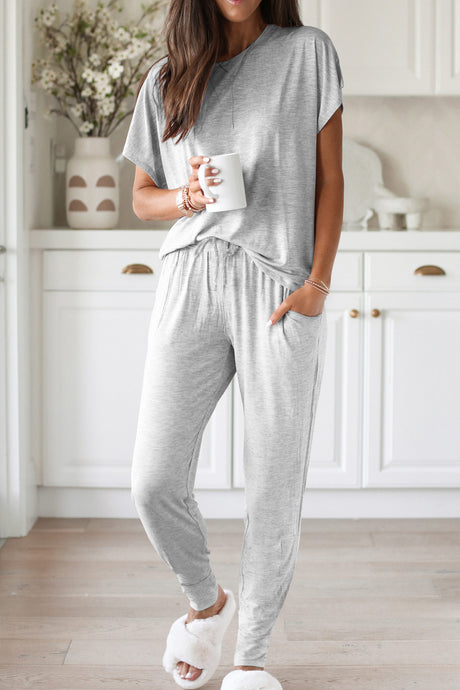 Arolora Short Sleeve T-shirt Sweatpants Set