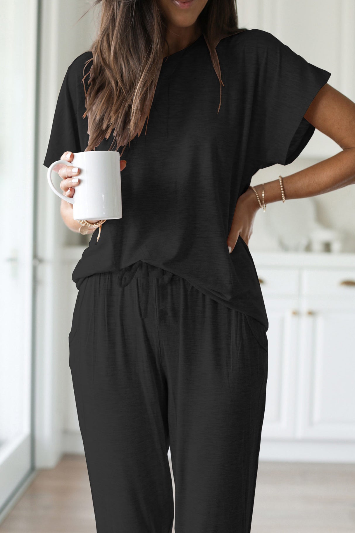 Arolora Short Sleeve T-shirt Sweatpants Set