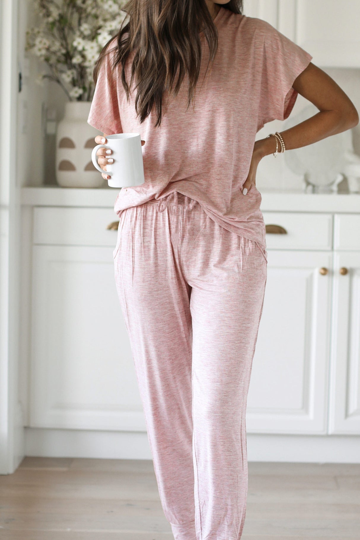 Arolora Short Sleeve T-shirt Sweatpants Set