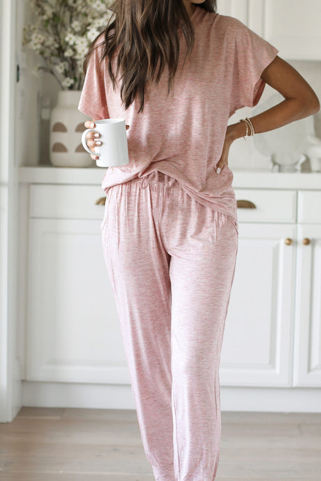 Arolora Short Sleeve T-shirt Sweatpants Set