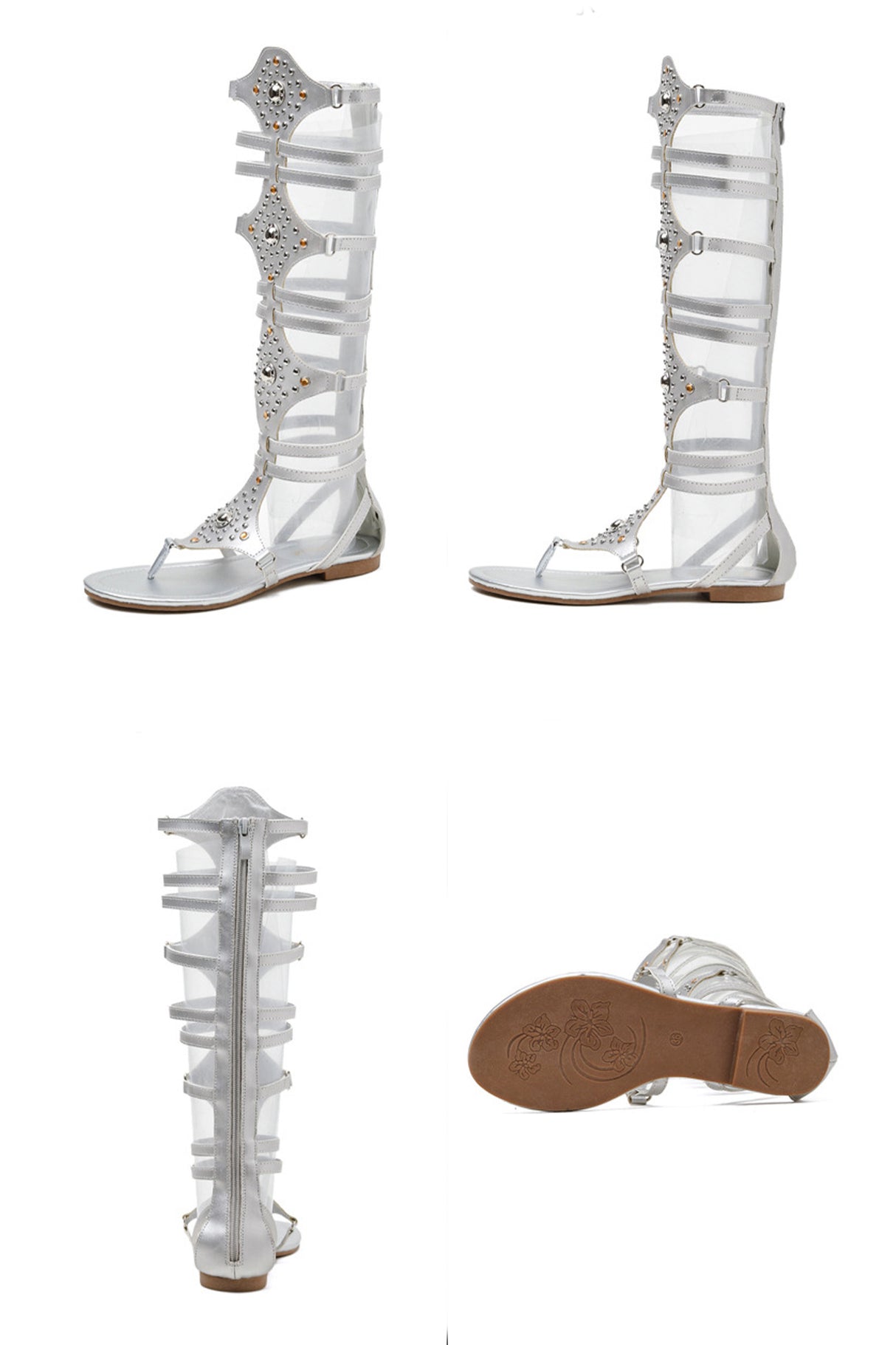 Rivet Zipper Gladiator Sandals