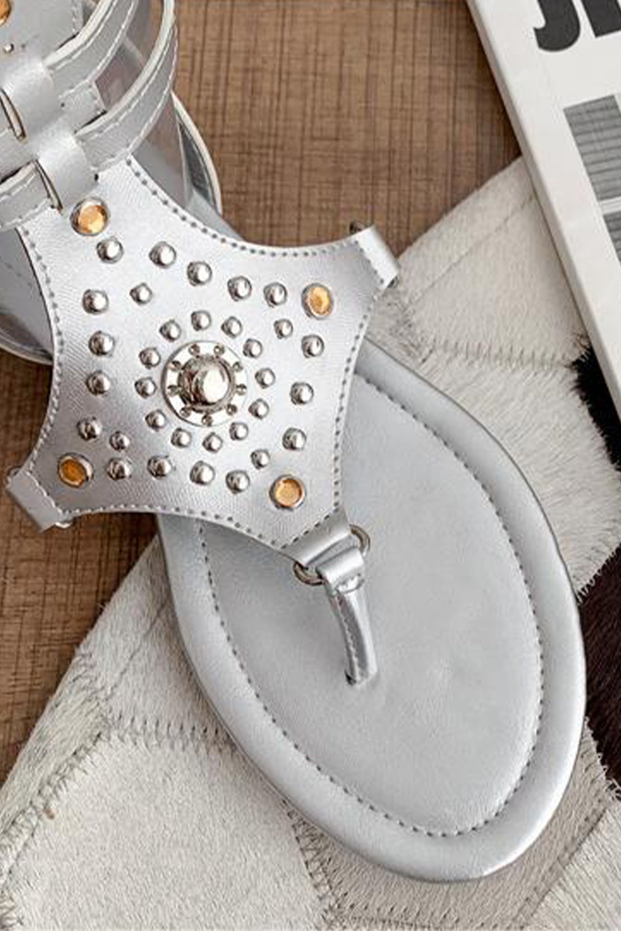 Rivet Zipper Gladiator Sandals