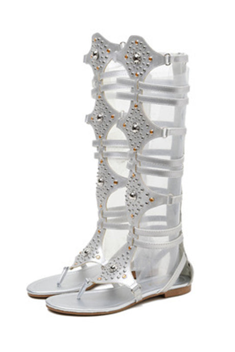 Rivet Zipper Gladiator Sandals
