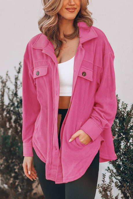 Single-breasted With Pockets Shacket