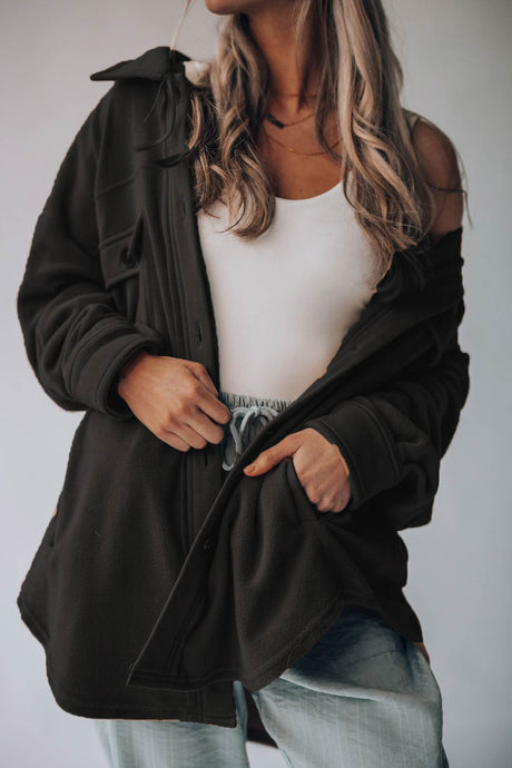 Single-breasted With Pockets Shacket