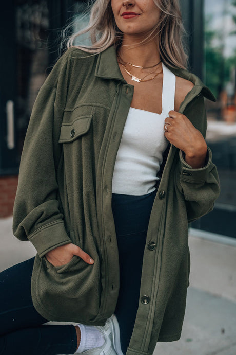 Single-breasted With Pockets Shacket