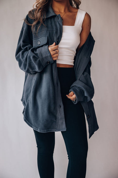 Single-breasted With Pockets Shacket