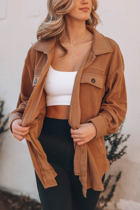 Single-breasted With Pockets Shacket