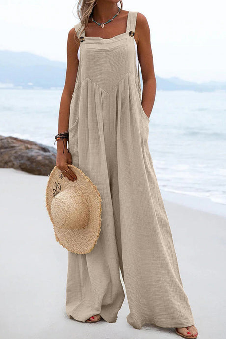 Sleeveless Button-down Jumpsuits
