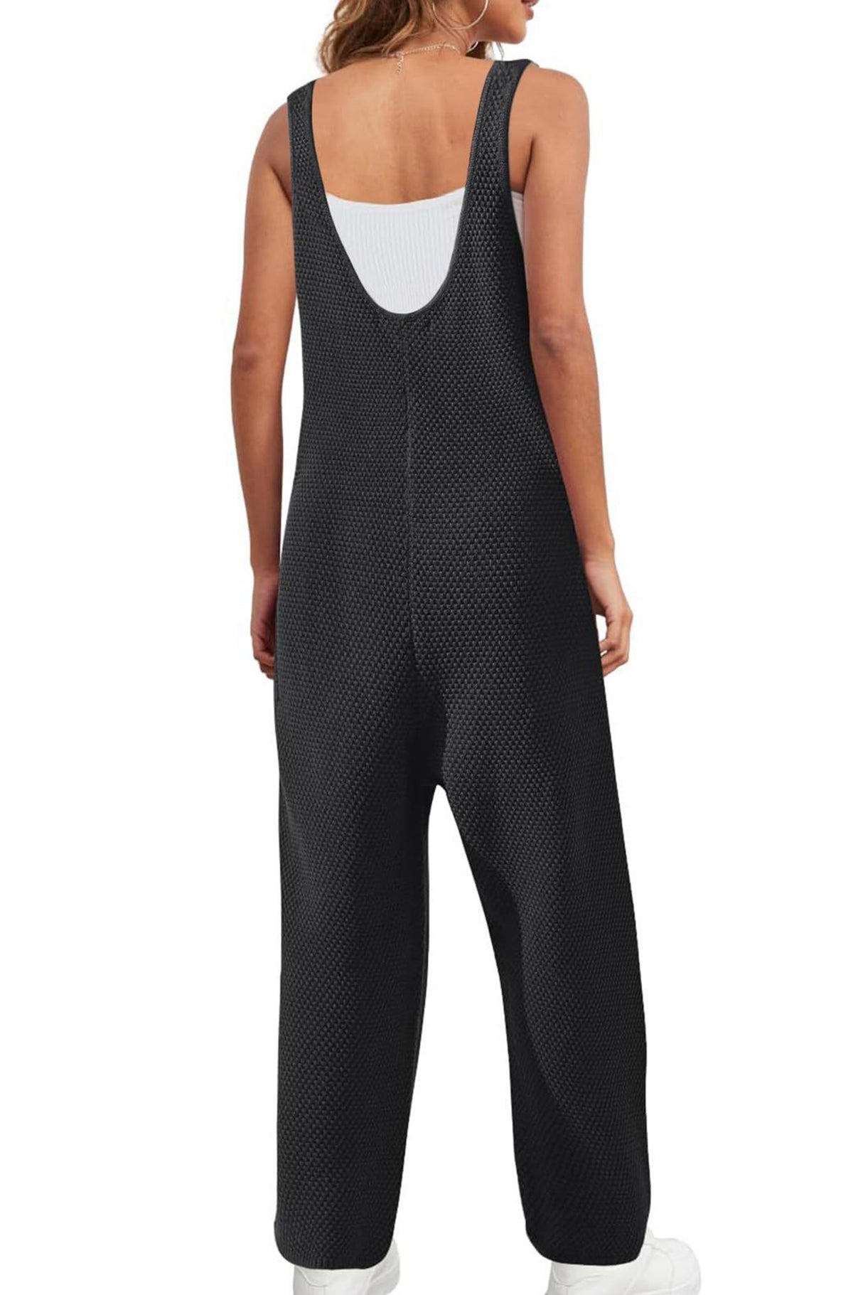 Arolora Sleeveless U Neck Dual Pocket Overalls