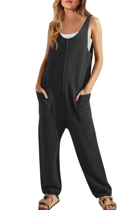 Arolora Sleeveless U Neck Dual Pocket Overalls