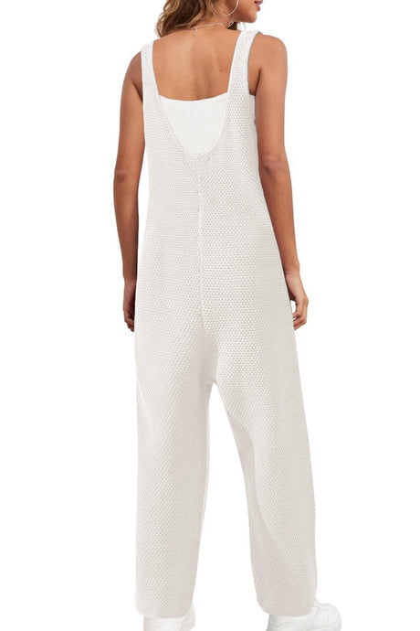 Arolora Sleeveless U Neck Dual Pocket Overalls