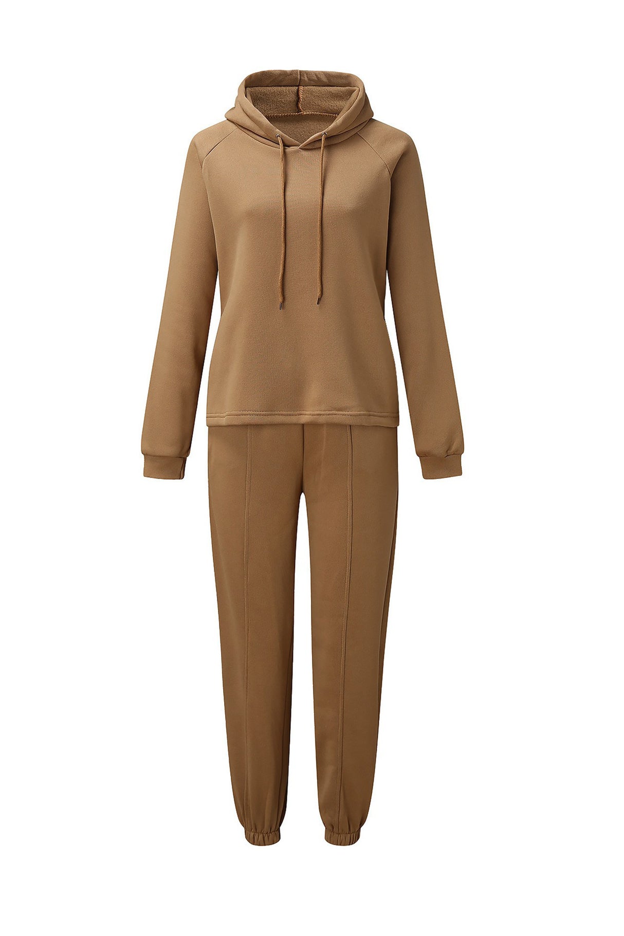 Solid Color Crop Hoodie Suits