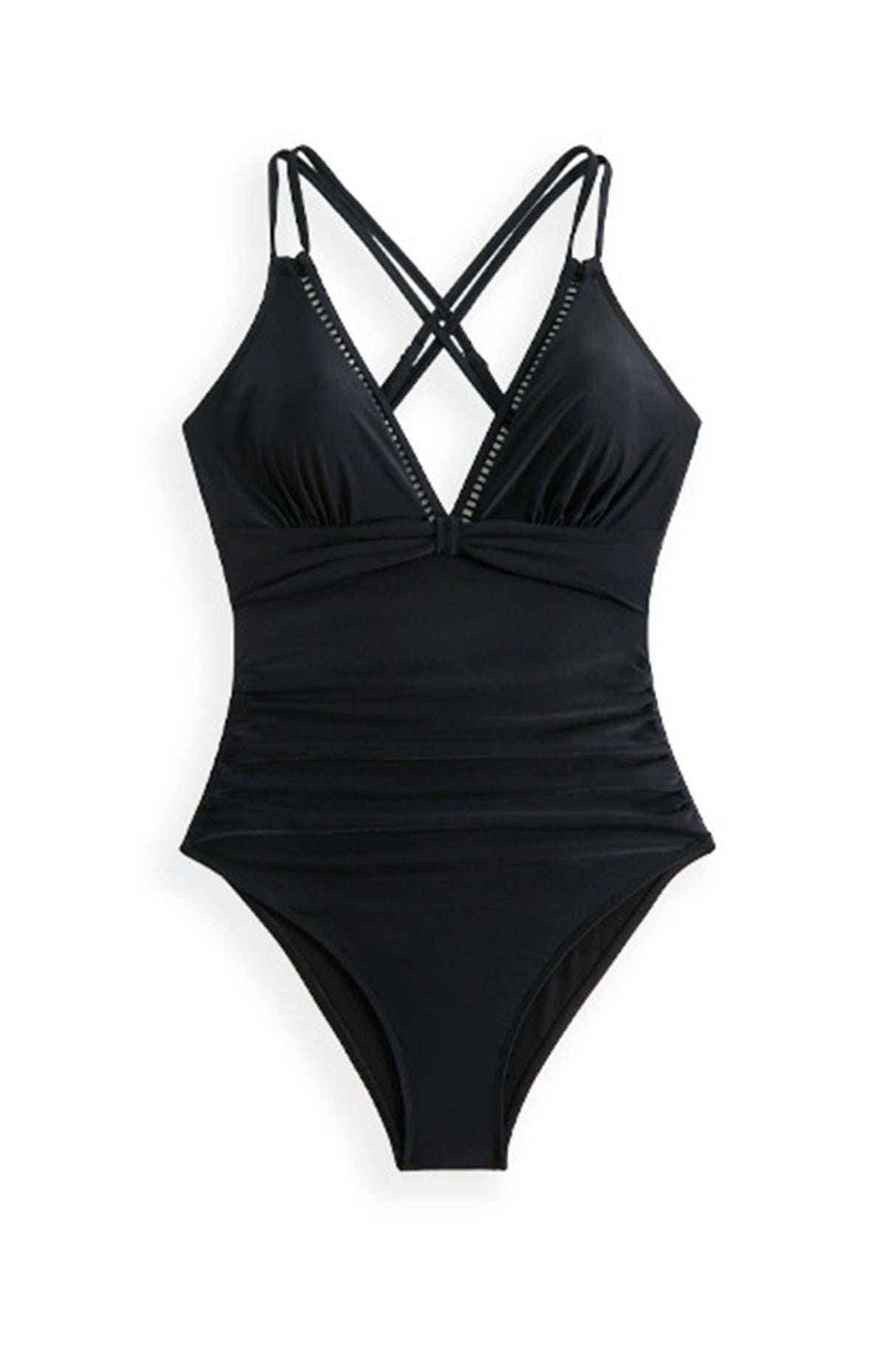 Arolora Solid Color Front Knot One-Piece Swimsuit