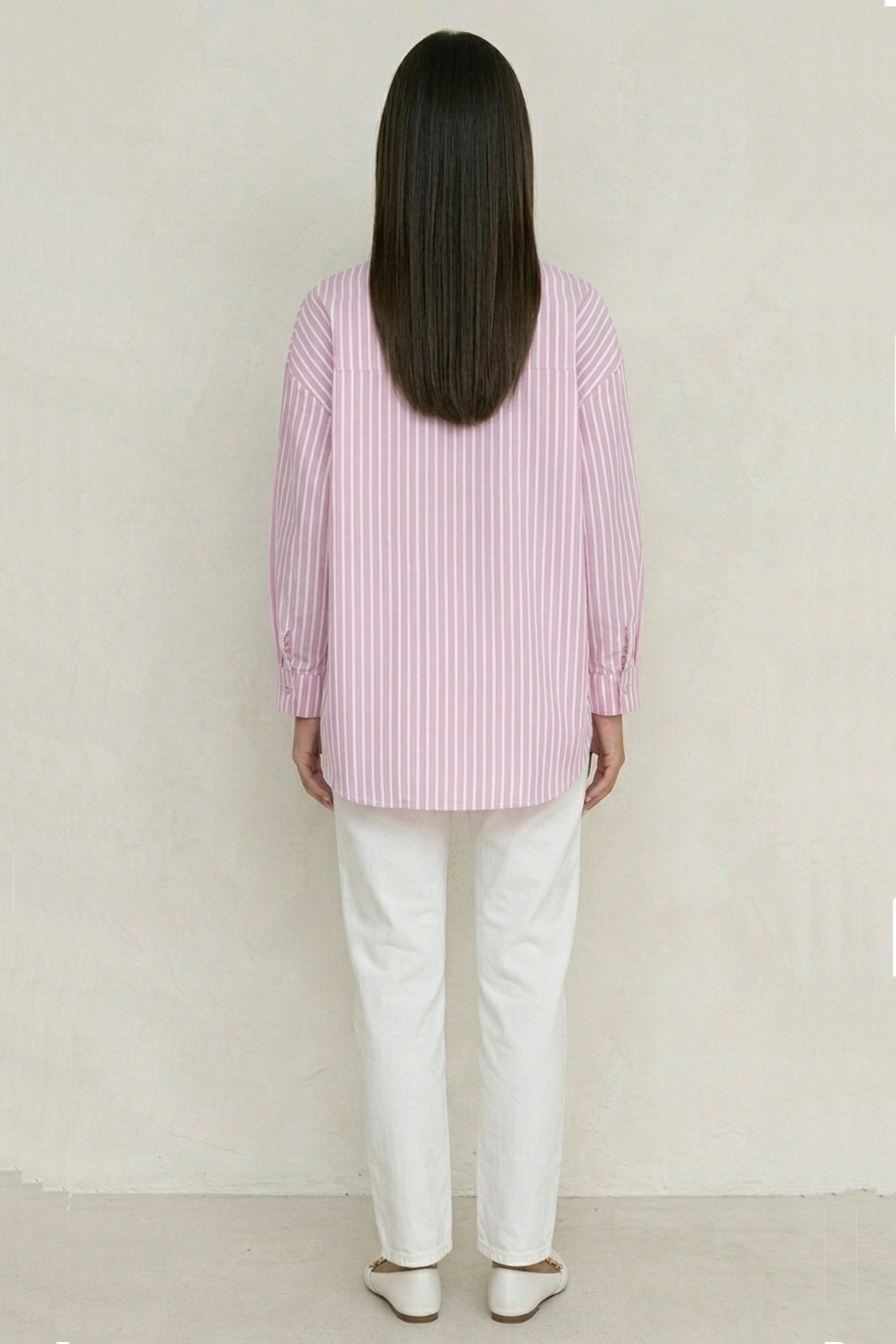 Solid Color Long Sleeve Striped Shirts
