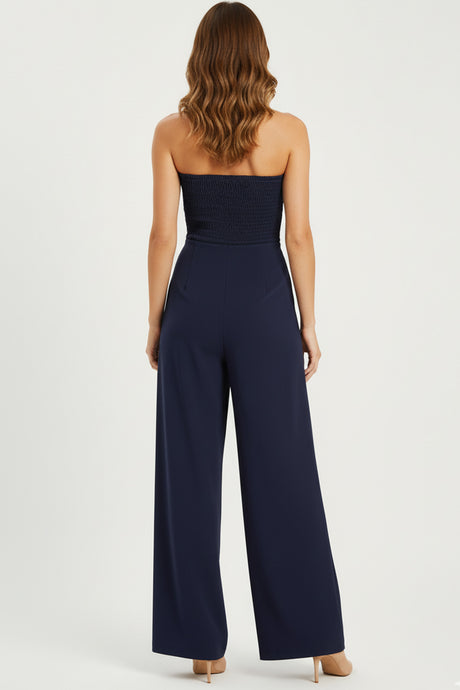 Solid Color Off shoulder Ruched Jumpsuit