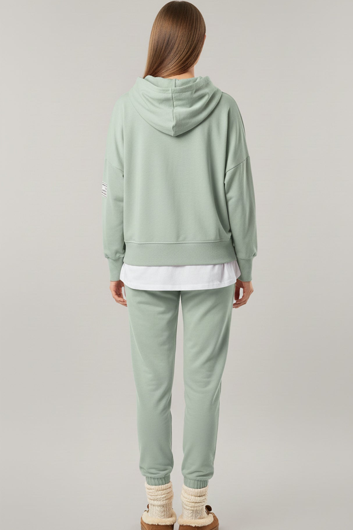 Solid Color Patchwork Hoodie Pants Outfit Sets