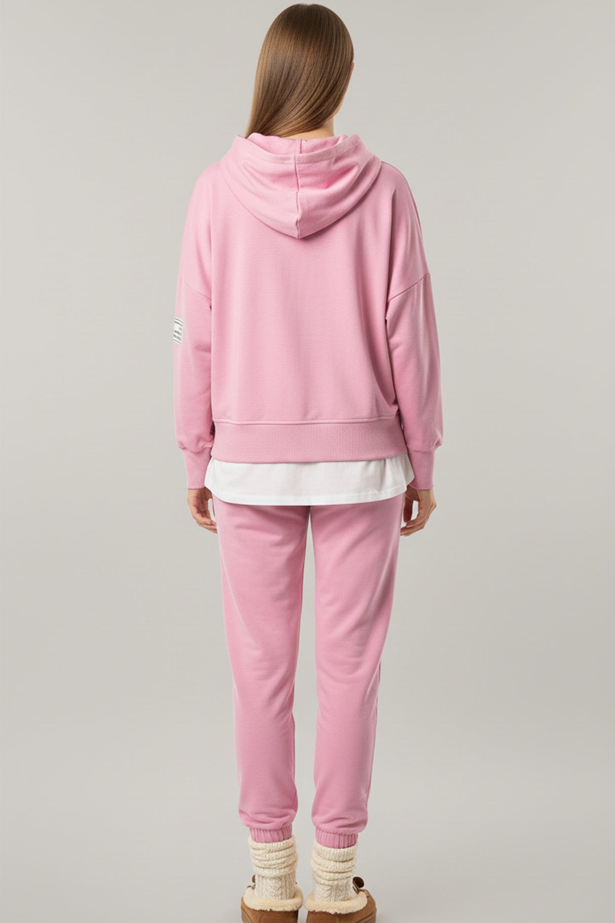 Solid Color Patchwork Hoodie Pants Outfit Sets