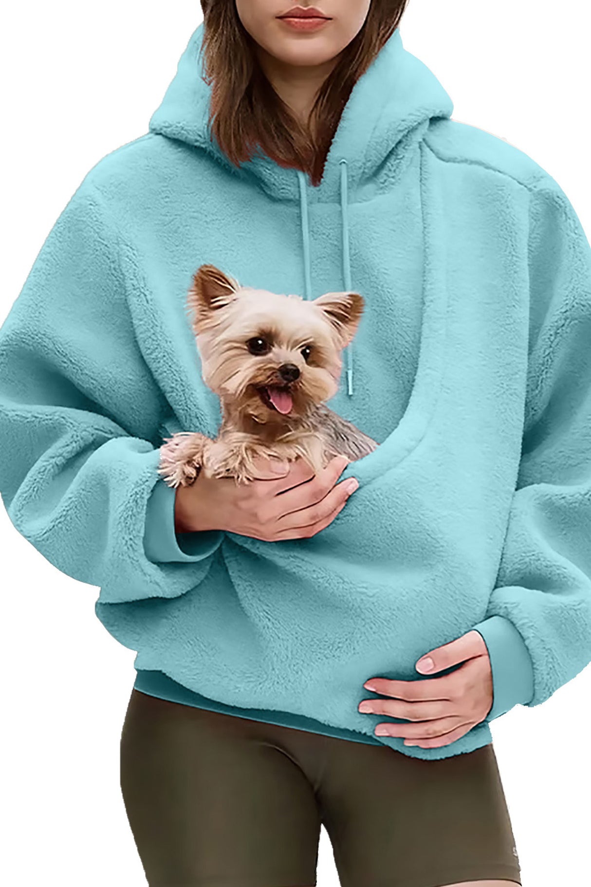 Solid Color Pet Pouch Oversized Plush Hoodie