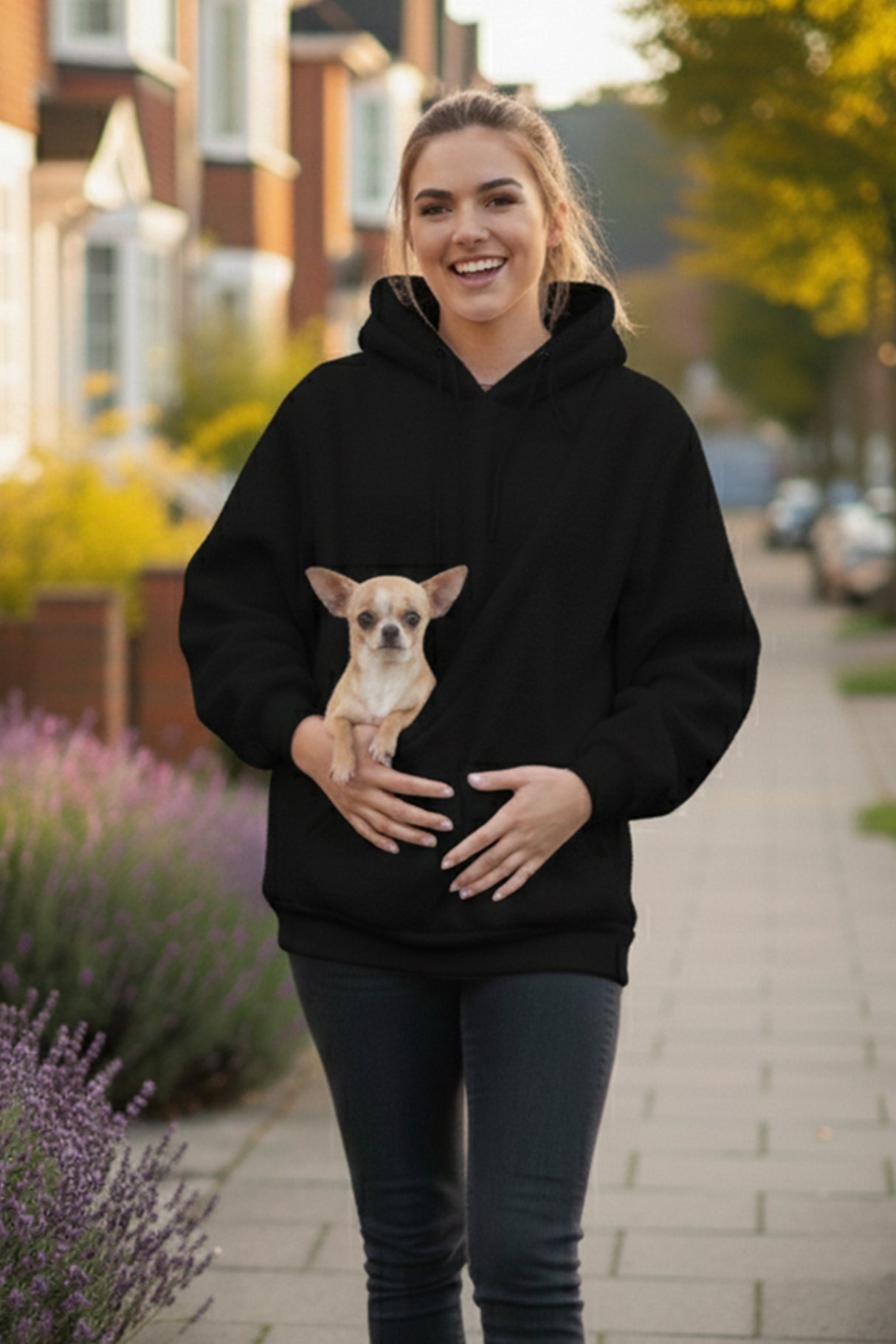 Solid Color Pet Pouch Oversized Plush Hoodie