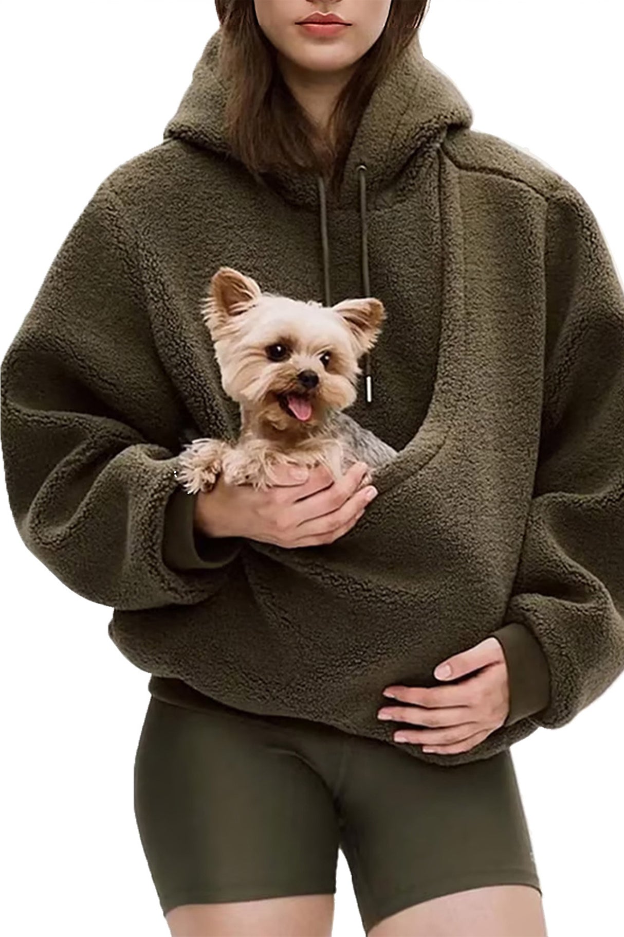 Solid Color Pet Pouch Oversized Plush Hoodie