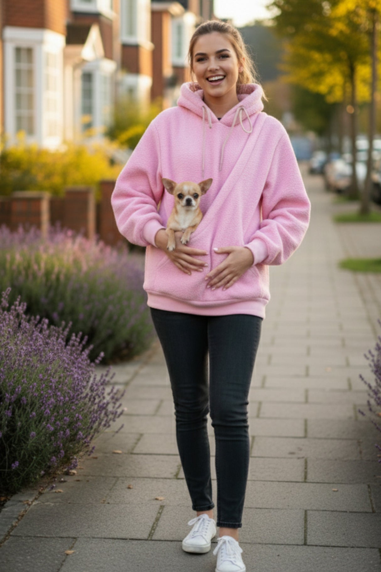 Solid Color Pet Pouch Oversized Plush Hoodie
