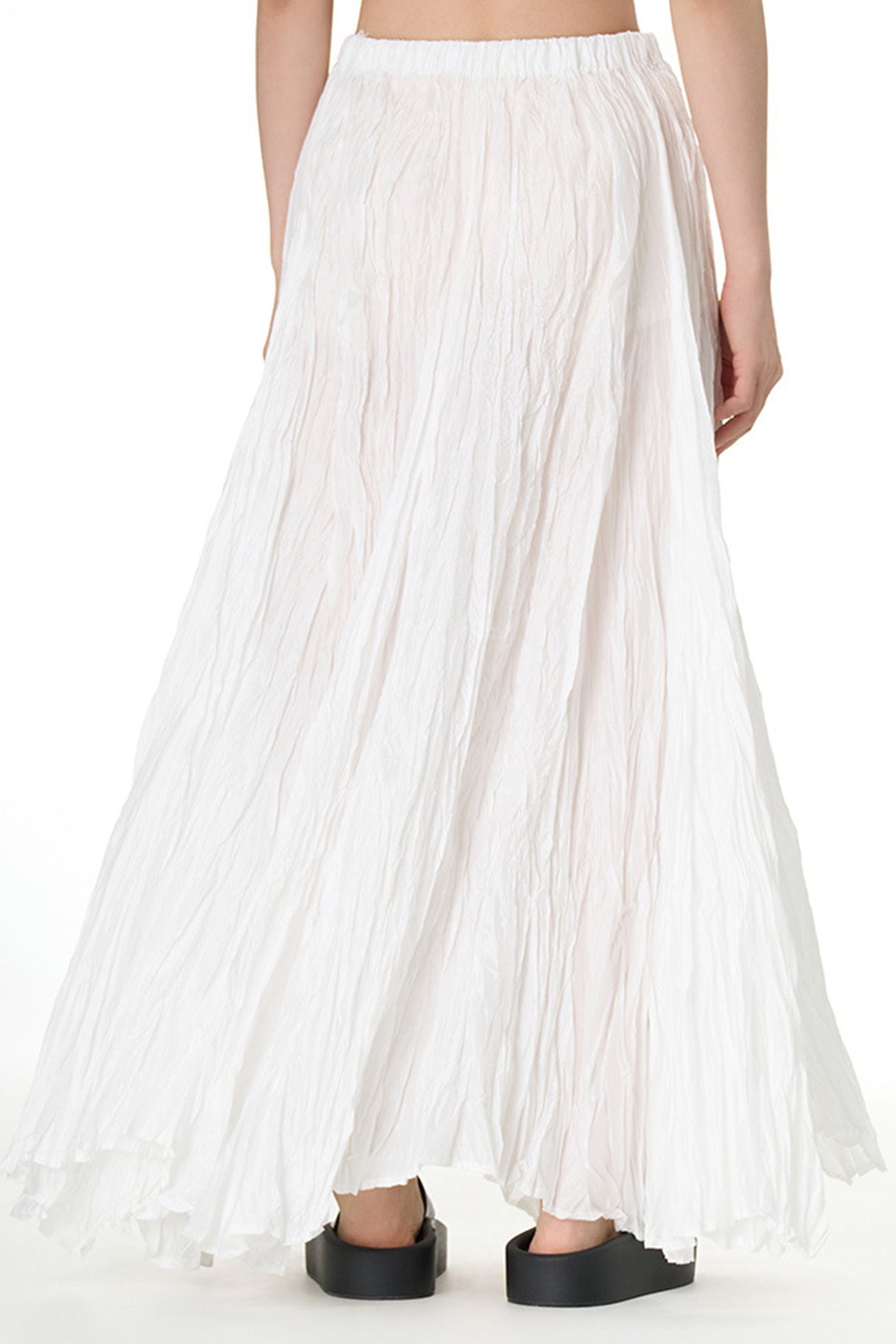 Solid Color Pleated Midi Skirt