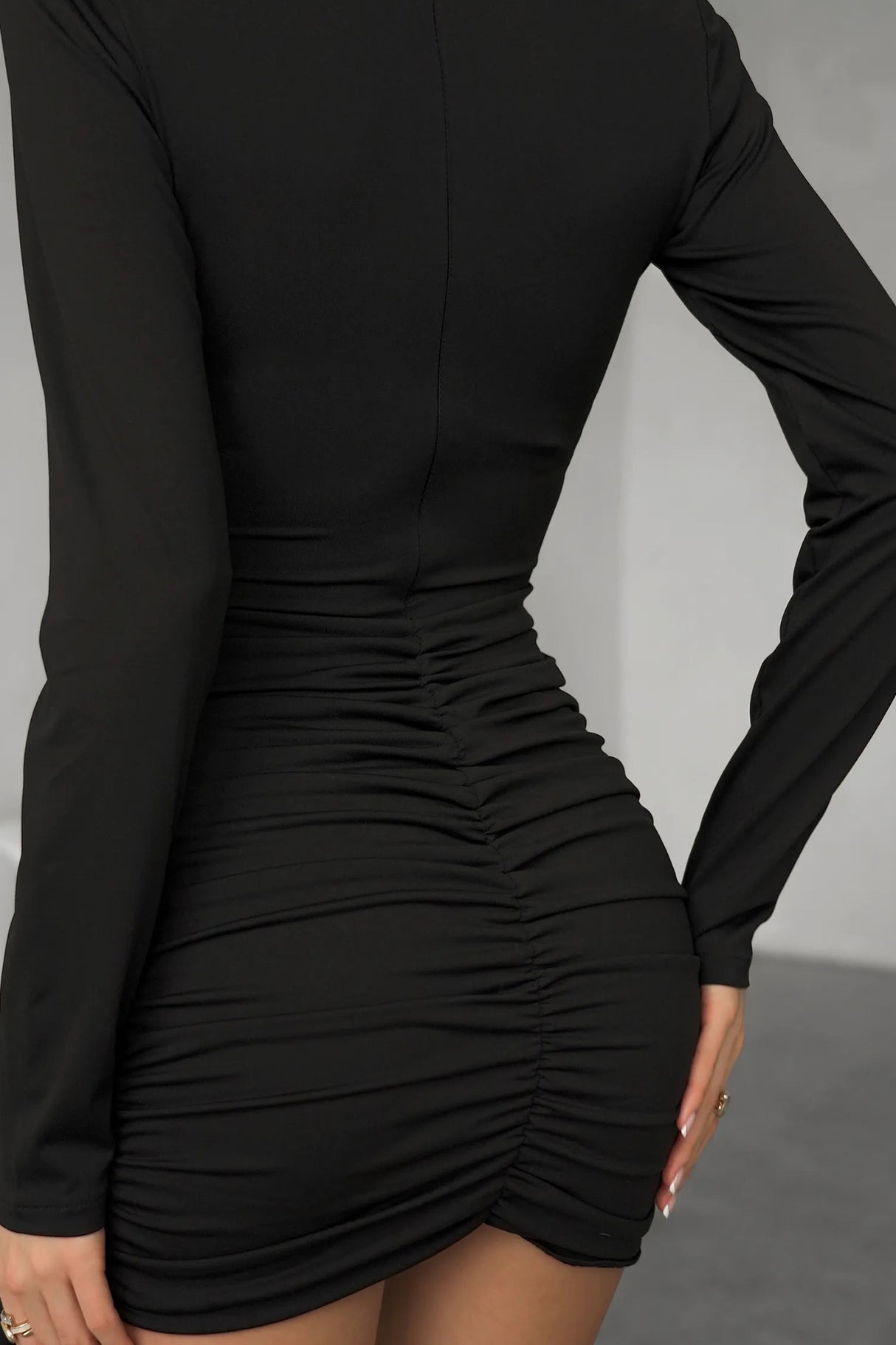 Solid Color Ruched Bodycon Mini Dress