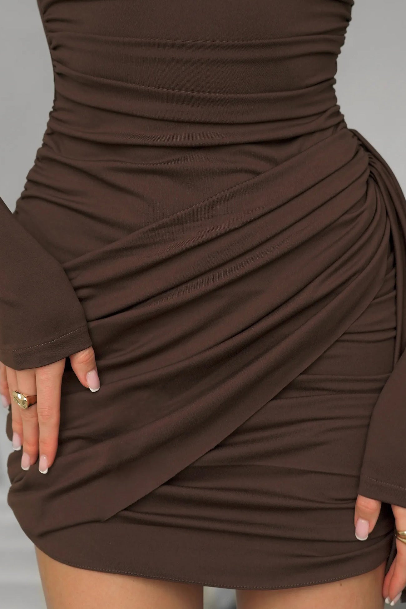 Solid Color Ruched Bodycon Mini Dress