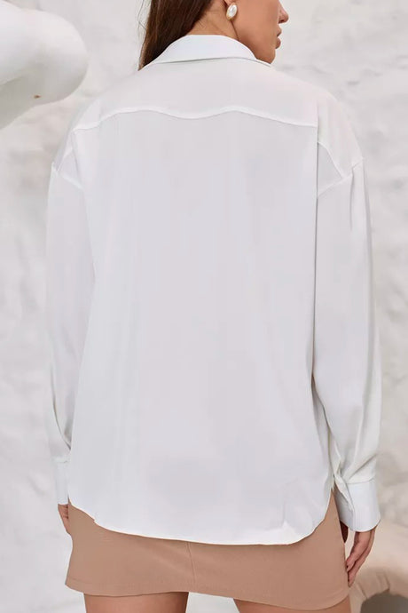 Arolora Solid Color Slim Fit Blouse